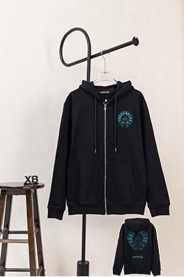 クロムハーツ 磨きげ刺繍ロゴりドローストリングジッパーフード付きジャケット