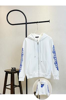 クロムハーツブランドスーパーコピー 大きな舌と麒麟の腕のプリントが入ったジッパー付きフードジャケット