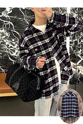 セリーヌ チェック柄の長袖シャツ