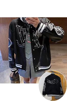 ルイヴィトンコピー LV 大きなロゴのパッチワークベースボールジャージ