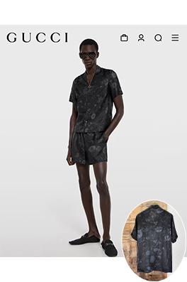 グッチ 花柄の半袖シャツ