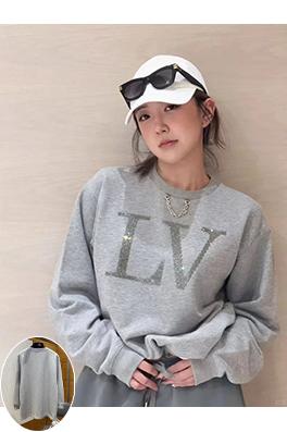 ルイヴィトン LV ラインストーンチェーン付き長袖シャツ