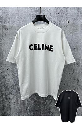 セリーヌブランドコピー CELINE 文字ロゴ点線フォーム半袖Tシャツ