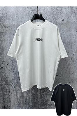 セリーヌ CELINE 文字ロゴフィルムプリントカップル半袖Tシャツ