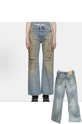 アクネストゥディオズ ダメージをしたワイドレッグジーンズ