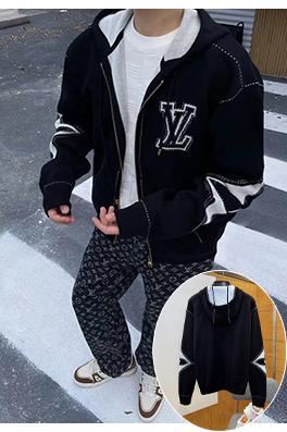 ルイヴィトンコピー LV インターシャ編みのジップアップカーディガン