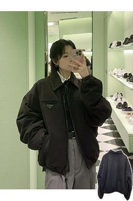 プラダ 三角形のロゴが入ったダメージデニムジャケット