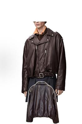 ロエベコピー 斜めジッパーのモーターサイクルスタイルのレザージャケット