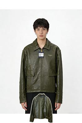 ルイヴィトン LOUIS VUITTON レターロゴ入りラペルジップアップレザージャケット