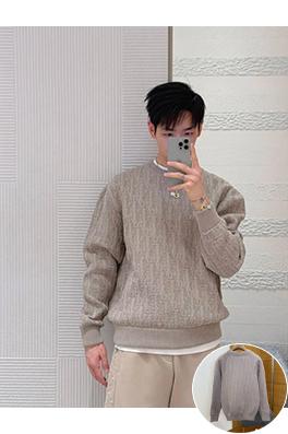 ディオール 全面ジャカード織りのクルーネックニットセーター