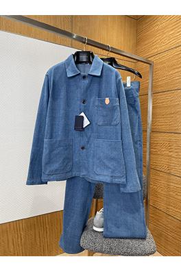 ルイヴィトンコピー デニムポケット付きレザーデニムスーツ