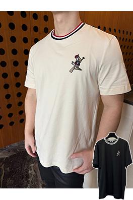 モンクレールスーパーコピー ロゴパッチ付き刺繍入りコットン半袖Tシャツ