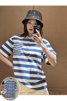 ルイヴィトンコピー ストライプポロシャツ 半袖ポロシャツ