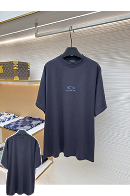 バレンシアガ Balenciaga グレーのサークル刺繍クルーネック半袖Tシャツ