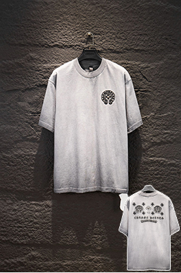 クロムハーツ ヘビーデューティーなリバースカラーパッチワーク刺繍のダメージ半袖Tシャツ