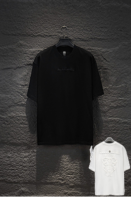 クロムハーツ ヘビーデューティーなダメージ中空の刺繍ハードウェア半袖Tシャツ