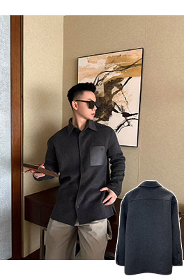 ロエベコピー レザートリムのラペルコート