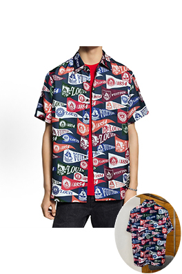 ルイヴィトンスーパーコピー ロゴプリントの襟付き半袖シャツ