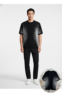 ルイヴィトン 早春コレクション グラデーションブラックニット半袖Tシャツ