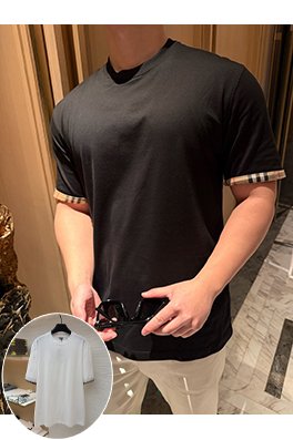 バーバリー チェック柄カラーブロッククルーネック半袖Tシャツ