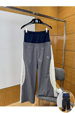 バレンシアガ BALENCIAGA ダブルウエストの二重ストライプパンツ