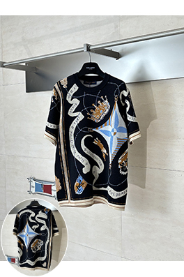 ルイヴィトンコピー クラウンリボンジャカードニット半袖Tシャツ