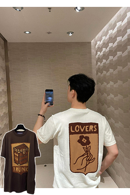 ルイヴィトン フローラルチェックジャカードロゴニット半袖Tシャツ