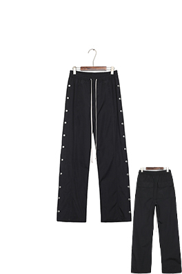 リックオウエンススーパーコピー 黒のボタンダウンストレートレッグパンツ