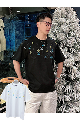 ルイヴィトンコピー カラーブロック刺繍入り LV 半袖Tシャツ