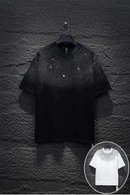 クロムハーツスーパーコピー 新作 ウォッシュ サンドブラストラインストーン半袖Tシャツ