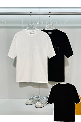 ディオール DIOR 星空ひまわりフロック刺繍レターロゴ半袖Tシャツ