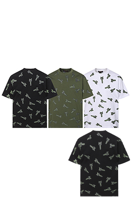 ルイヴィトン デジタルプリントロゴクルーネック半袖Tシャツ