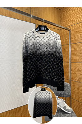 ルイヴィトンスーパーコピー グラデーション花柄のラウンドネックニットセーター