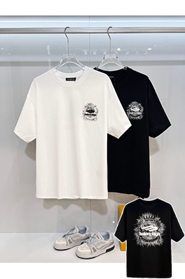 バレンシアガ BALENCIAGA 麦穂のクラシックなスケッチと刺繍ロゴの半袖Tシャツ