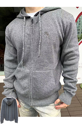 バーバリースーパーコピー 刺繍入りジップアップフード付きカーディガン