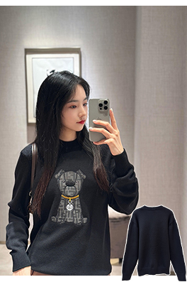 フェンディ 子犬のアップリケ刺繍ロゴ入りニットセーター