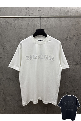 バレンシアガ BALENCIAGA ダイレクトプリントのタッセルアップリケ刺繍入り半袖Tシャツ