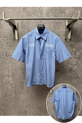 ルイヴィトン LV ファレルウィリアムスの新作ストライプ柄半袖シャツ