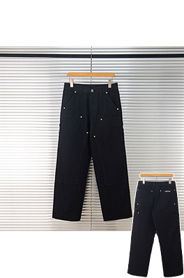 クロムハーツ 人気のロギングパッチワークレザーウォッシュデニムジーンズ