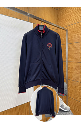 グッチ 刺繍ロゴ入りジップアップジャケット