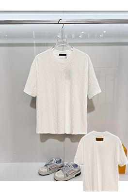 ルイヴィトンブランドスーパーコピー クラシックな全面モノグラムクローバーロゴジャカード半袖Tシャツ