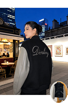 ディオール パッチワークの本革ベースボールジャケット