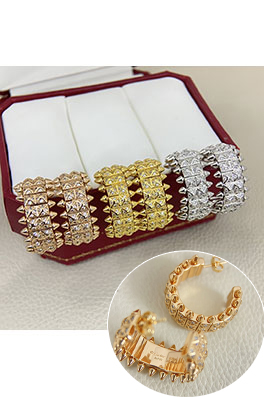 カルティエ 新作のダブルロウフルダイヤモンドスタッドピアス