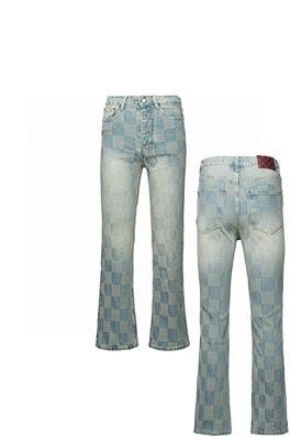 ルイヴィトン チェック柄のフレアジーンズ