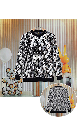 フェンディ 新モデルフルレングスのダブルFラウンドネックニットセーター