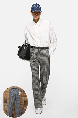 アクネストゥディオズ ウールのチェック柄ズボン