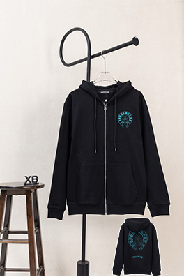 クロムハーツ 磨きげ刺繍ロゴりドローストリングジッパーフード付きジャケット