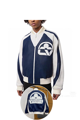 ルイヴィトン 花柄の文字ロゴが入ったベースボールジャージ