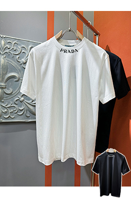 プラダブランドコピー PRADA 新モデルロゴ入り襟の半袖Tシャツ