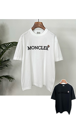 モンクレールコピー Moncler 新作フロッキーレタープリント入りピュアコットン半袖Tシャツ